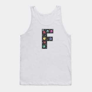 F letter with colorful paw print Tank Top